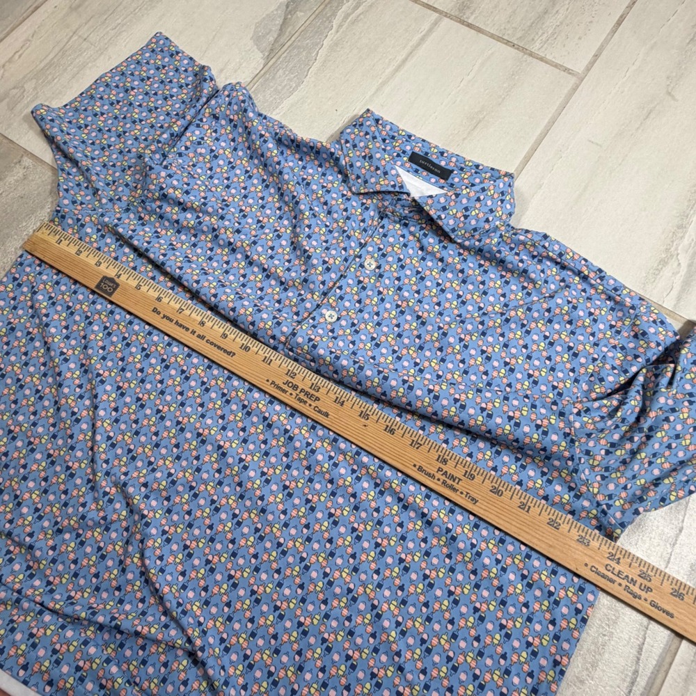 Turtleson Mens Blue Popsicle Print Performance Polo Shirt Hampton Hall Large L - Picture 4 of 7